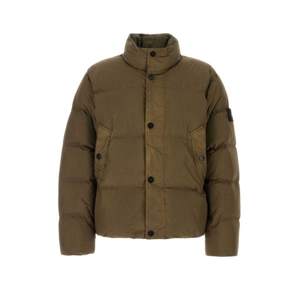 Stone Island Men Khaki Nylon Down Jacket